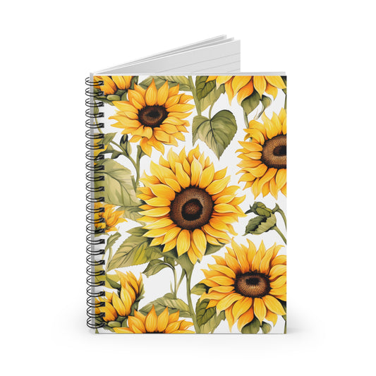 English Garden Sunflower Spiral Notebook - Ruled Line (6" x 8")