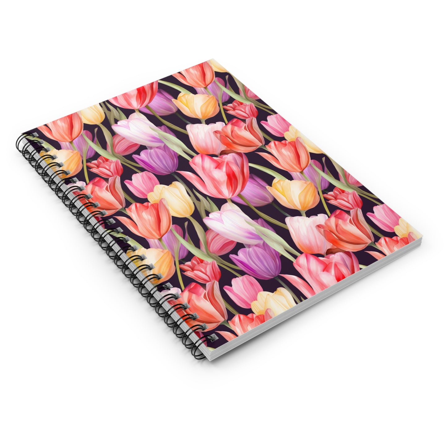 Midnight Tulip Dreams Spiral Notebook - Ruled Line (6" x 8")
