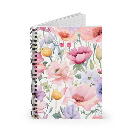 Pastel Blooms Wildflowers Spiral Notebook - Ruled Line (6" x 8")