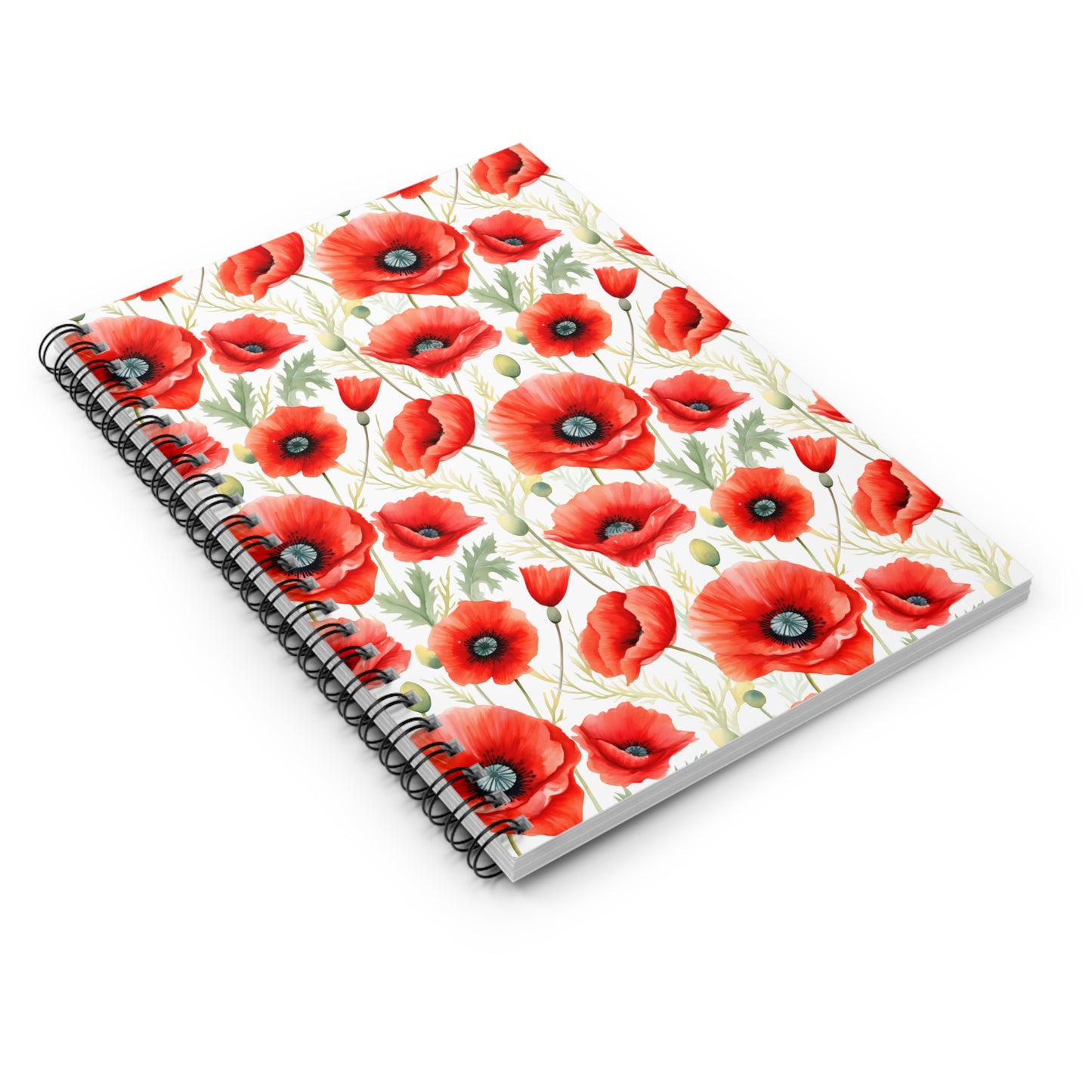 English Garden Poppy Spiral Notebook - Ruled Line (6" x 8")