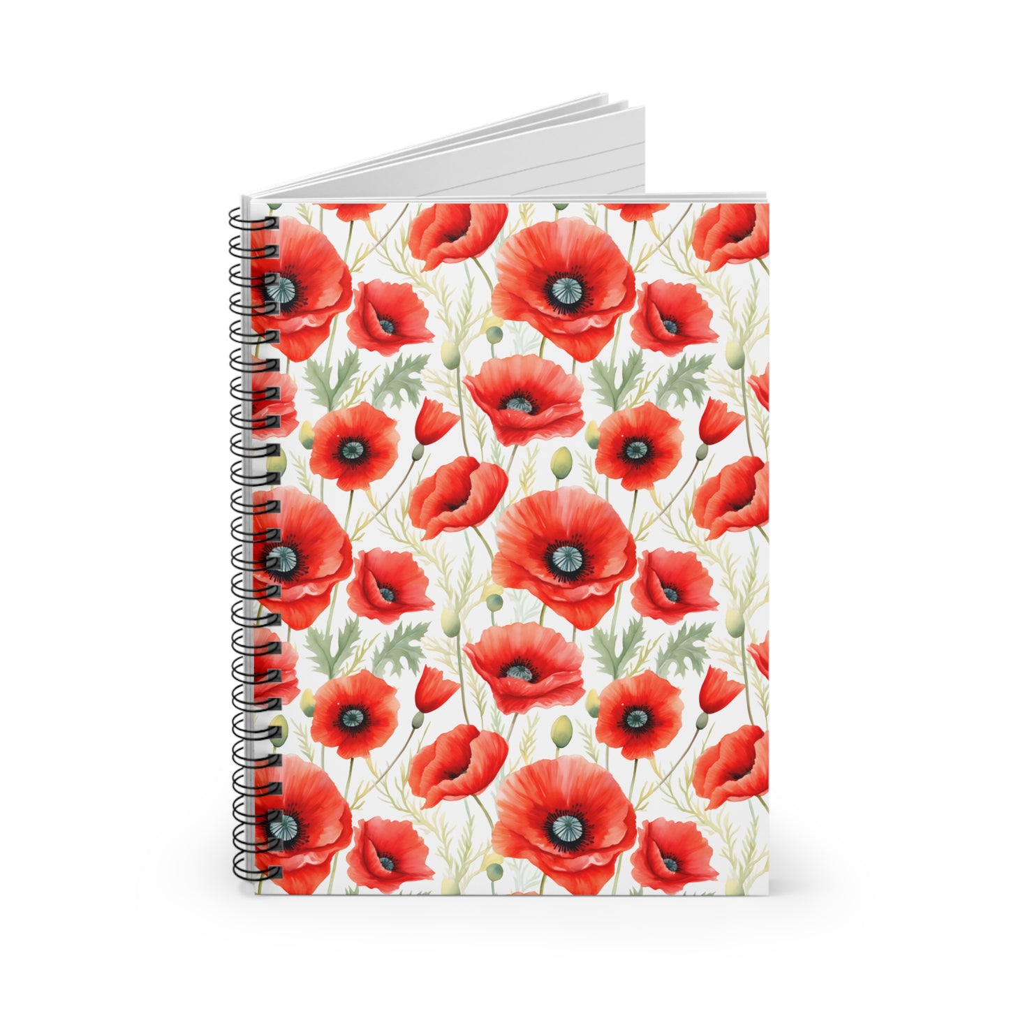 English Garden Poppy Spiral Notebook - Ruled Line (6" x 8")