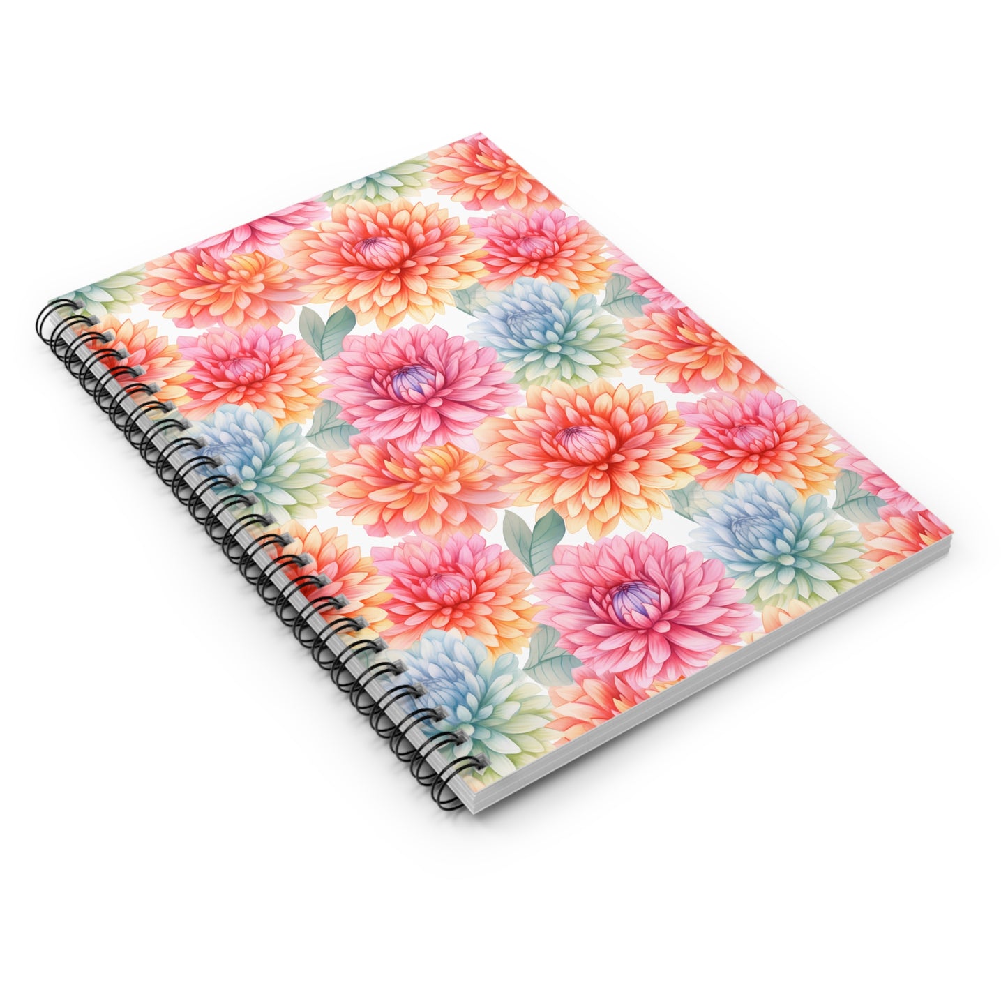 Pastel Blooms Chrysanthemum Spiral Notebook - Ruled Line (6" x 8")