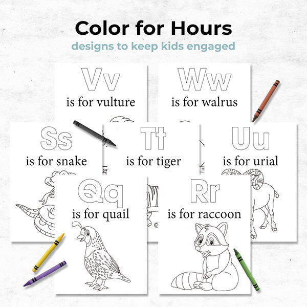 alphabet safari kids letter coloring book color for hours