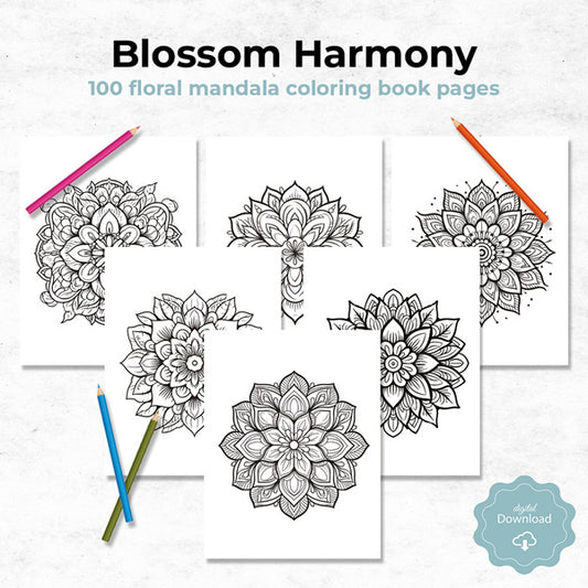 blossom harmony mandala coloring book 100 different designs
