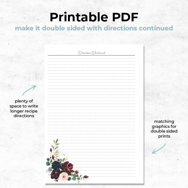 blossom reverie mini recipe binder printable pdf file