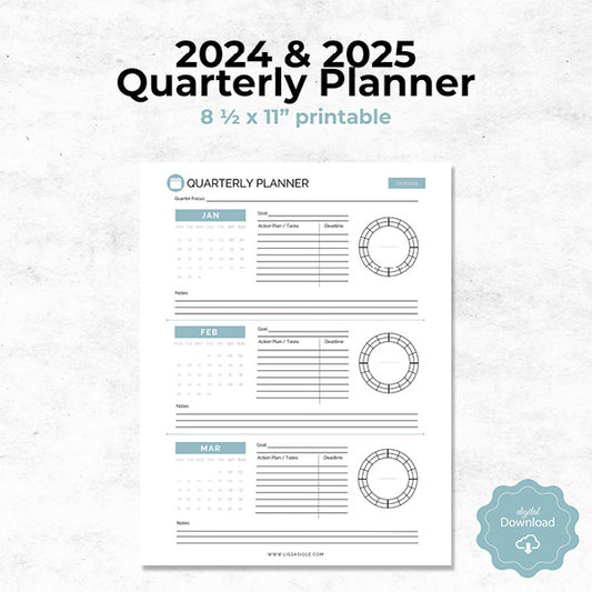 blue 2024 2025 quarterly planner printable