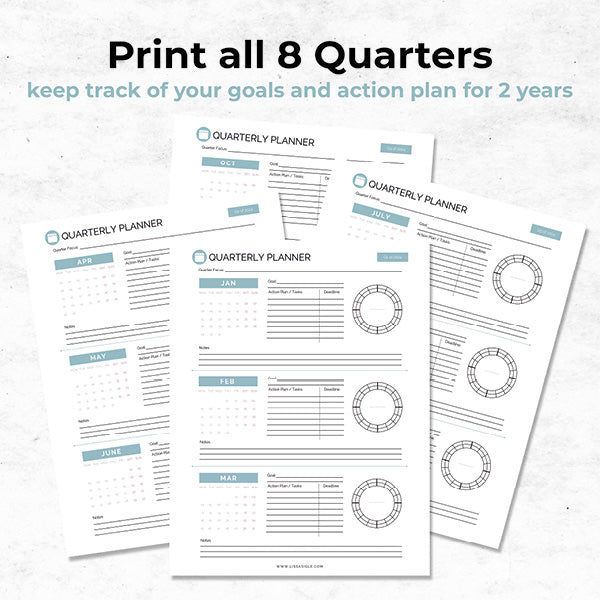 blue 2024 2025 quarterly planner print all 8 quarters