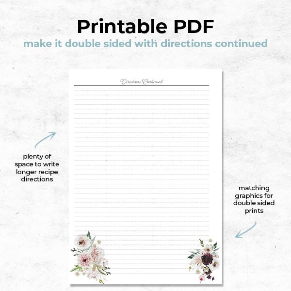 blushing rose petals mini recipe binder printable pdf file