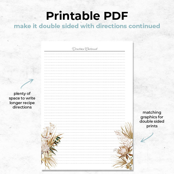 boho blossom mini recipe binder comes as a printable pdf file