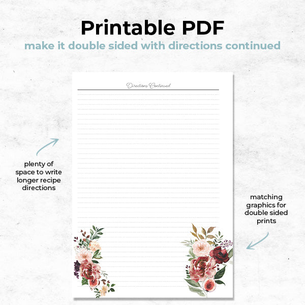 burgundy harvest mini recipe binder printable pdf file