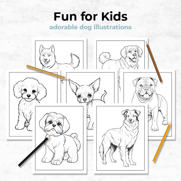 adorable dog illustrations coloring book for kids