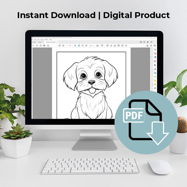 instant download pdf dog coloring book