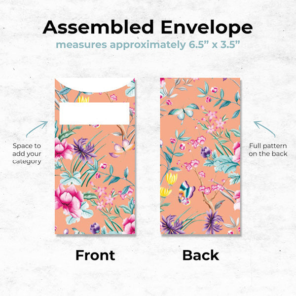 chinoiserie cash envelopes with floral pattern
