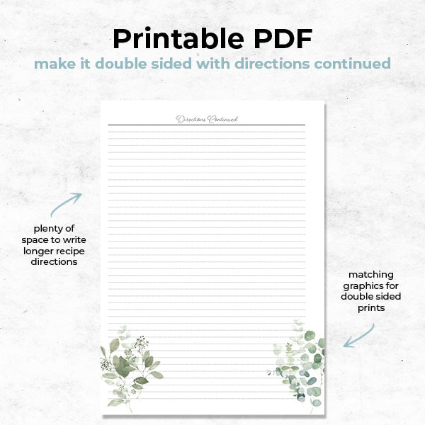 eucalyptus dreams mini recipe binder as a printable pdf file