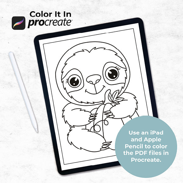 fall sloth kids coloring book perfect for procreate coloring
