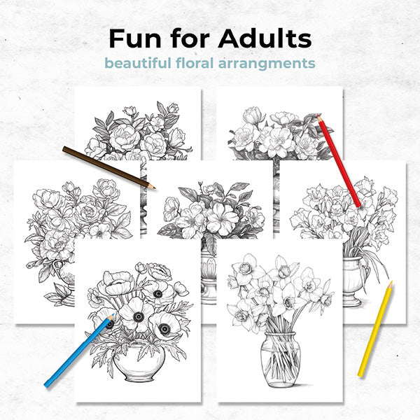 floral impressions vase arrangement coloring book fun for adults
