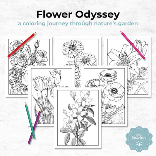 flower odyssey adult coloring book