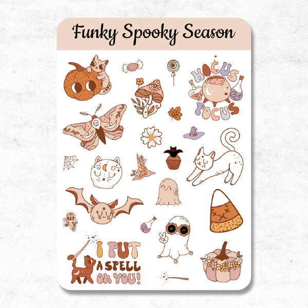funky spooky season halloween sticker sheet