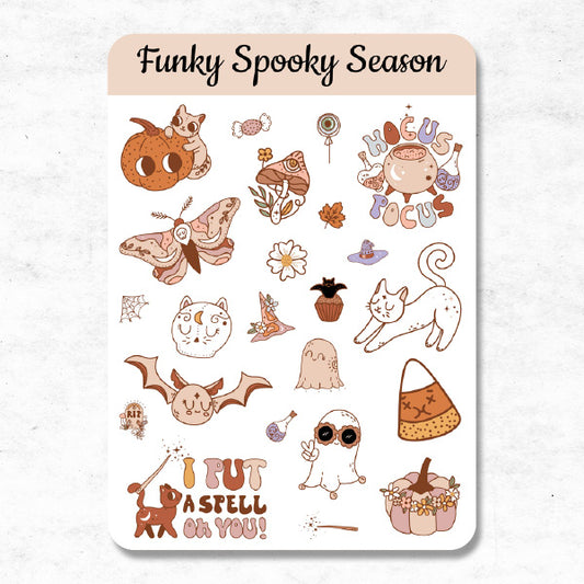 funky spooky season halloween sticker sheet