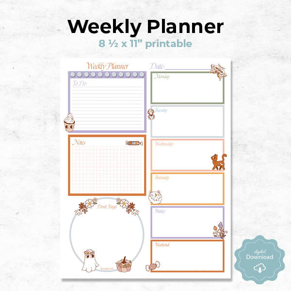Funky Spooky Season Weekly Planner Notepad - 8.5 x 11 inches