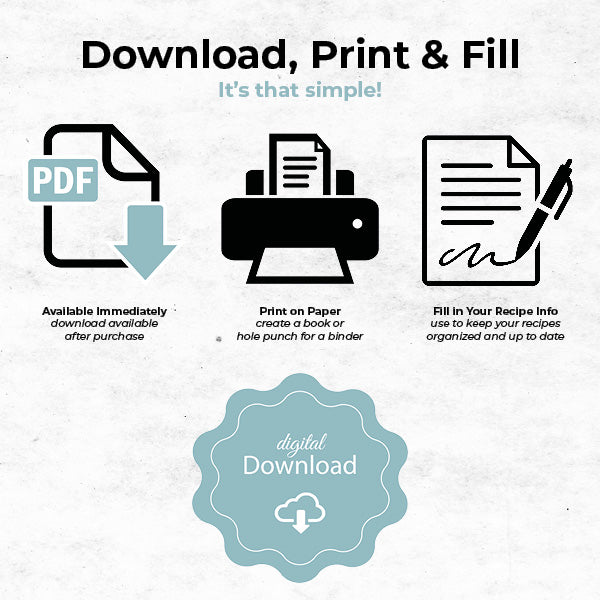 magnolia themed mini recipe binder digital download pdf
