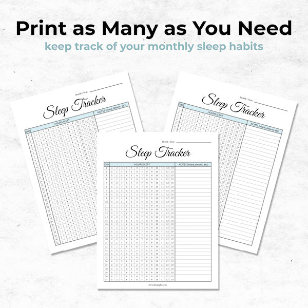 monthly sleep tracker print as many as you need