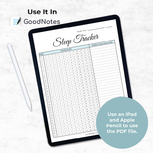 monthly sleep tracker great for goodnotes