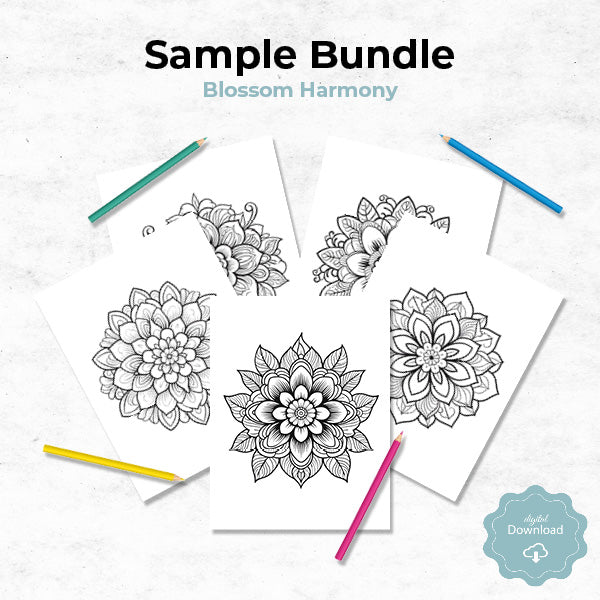 sample bundle of blossom harmony coloring book