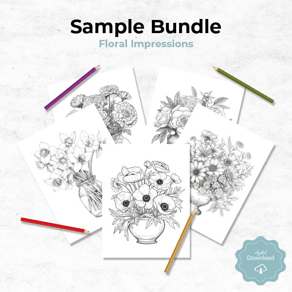 sampler of our floral impressions coloring book