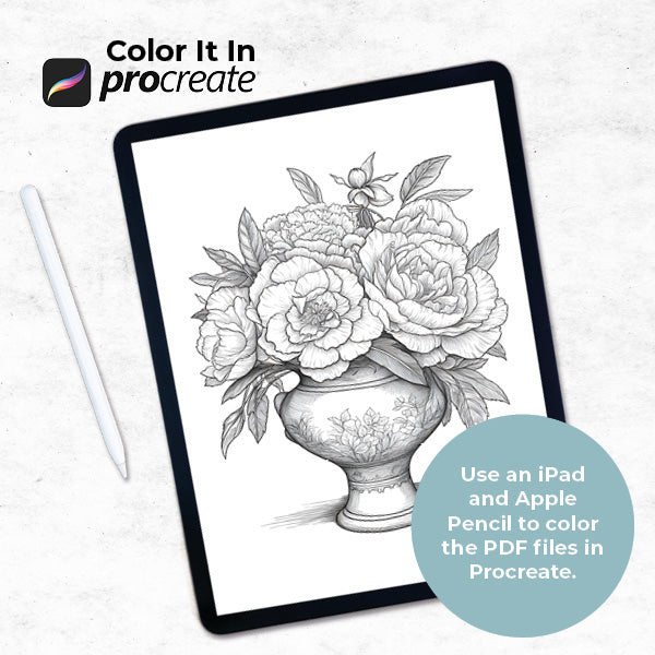 test out our floral impressions coloring book sampler in procreate