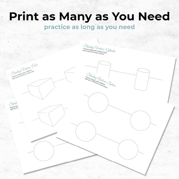 shading practice sheets print as many as you need for cube cylinder and sphere