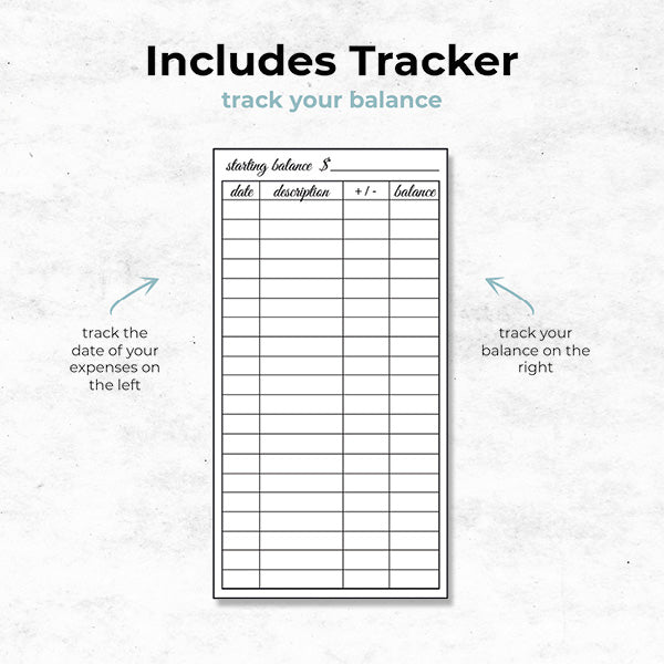 soleil cash envelopes with tracker to track your balance