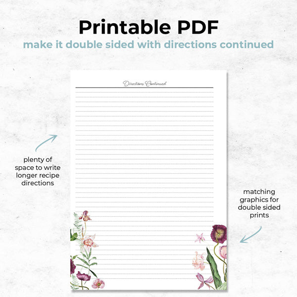 spring floral mini recipe binder printable printable pdf document