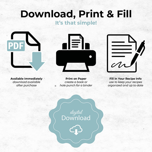 spring floral mini recipe binder printable digital download