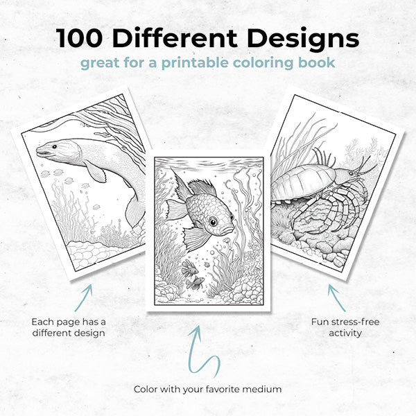 underwater wonders coloring book 100 different designs