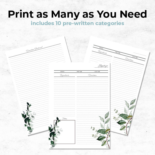 verdant meadows mini recipe binder print as many as you need