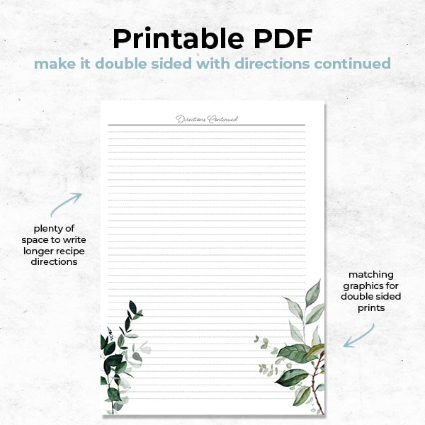 verdant meadows mini recipe binder in a printable pdf