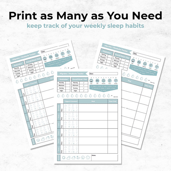 weekly migraine and headache tracker printable print as many as you need