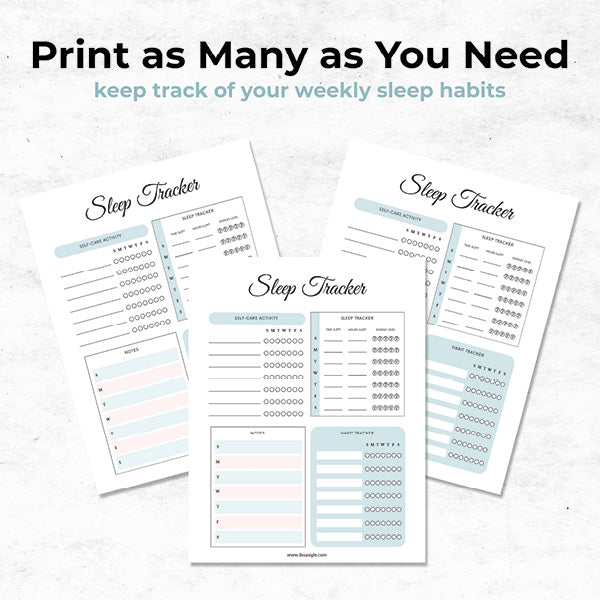 weekly sleep tracker print as many as you need