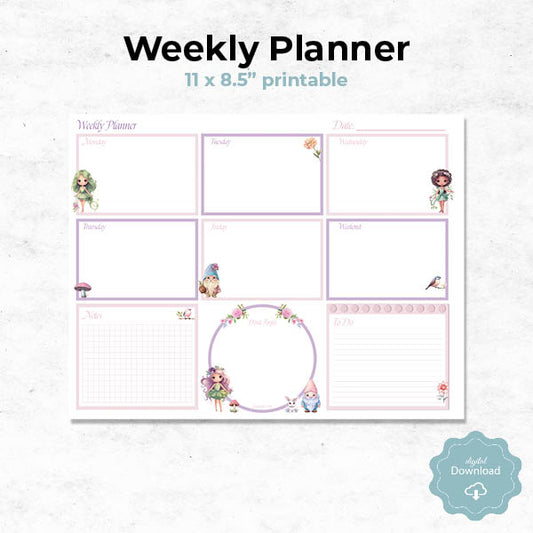 Whimsical Woods Weekly Planner Notepad - Landscape 11 x 8.5 inches