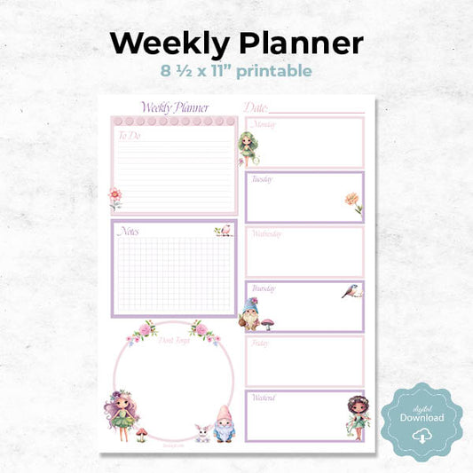 Whimsical Woods Weekly Planner - 8.5 x 11 inches