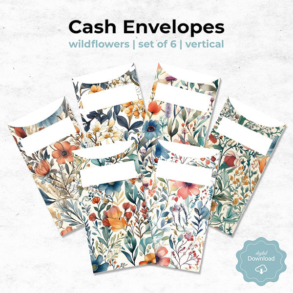 wildflower floral cash envelopes printable