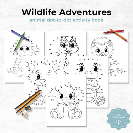 wildlife adventures animal dot to dot activity book printable